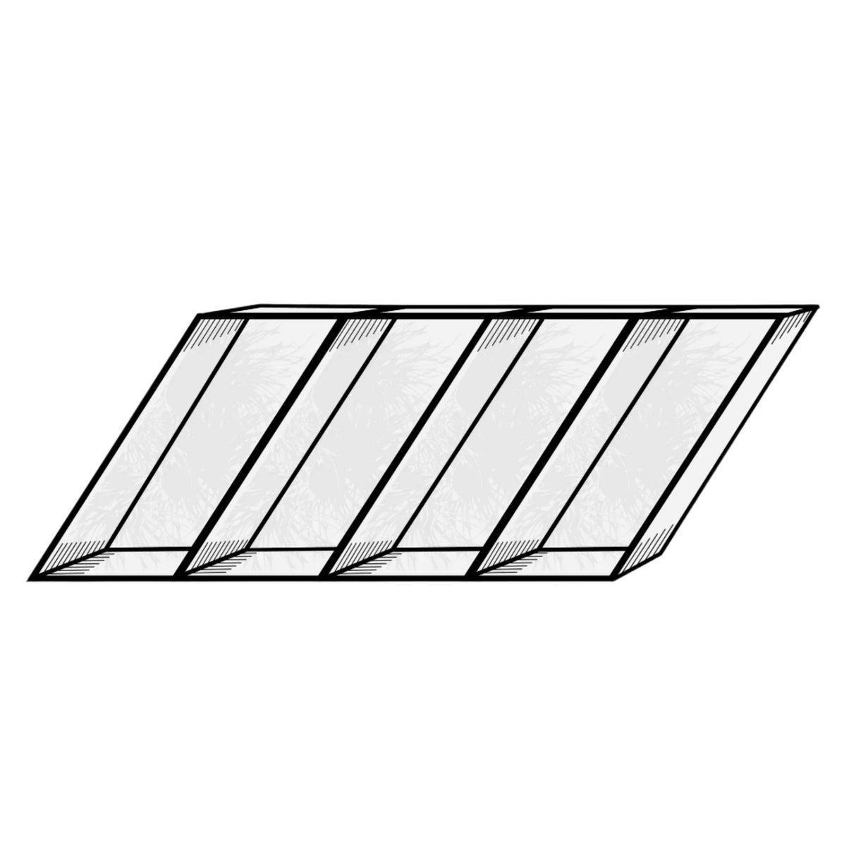 Mountain Equipment Helium GT 800 Sleeping Bag specification diagram showing slanted box-wall baffles throughout the body for maximum warmth and packability