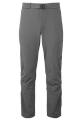 Mountain Equipment Ibex Mountain Men's Pant in Anvil Grey - front view showing integrated belt and zip pockets