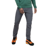 Zipped hand pocket detail on Mountain Equipment Ibex Mountain Men's Pant in Anvil Grey