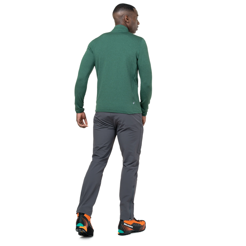 Mountain Equipment Ibex Mountain Men's Pant in Anvil Grey - right side view showing Alpine Fit