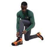 Zipped thigh pocket with mesh lining detail on Mountain Equipment Ibex Mountain Men's Pant in Anvil Grey