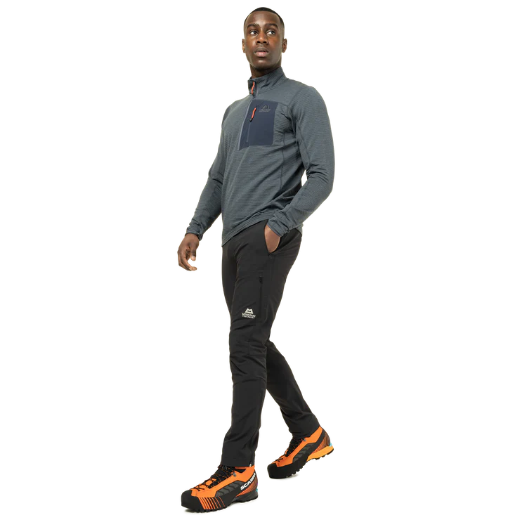 Ankle zip with internal gusset detail on Mountain Equipment Ibex Mountain Men's Pant in Black