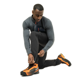 Mountain Equipment Ibex Mountain Men's Pant in Black - right side view showing Alpine Fit