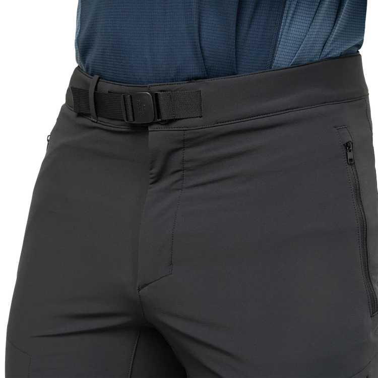 Zipped thigh pocket with mesh lining detail on Mountain Equipment Ibex Mountain Men's Pant in Black