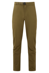 Mountain Equipment Ibex Mountain Men's Pant in Dark Olive - front view showing integrated belt and zip pockets