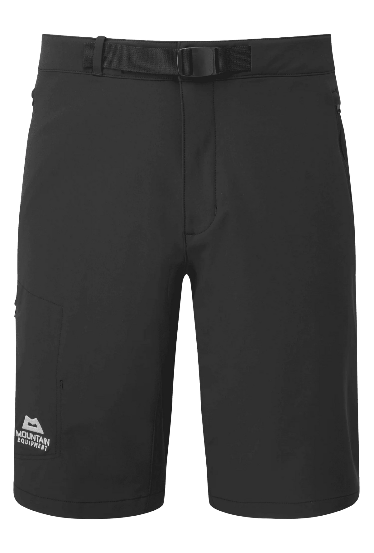 Mountain Equipment Ibex Mountain Men's Short in Black - front view showing integrated belt and zip pockets