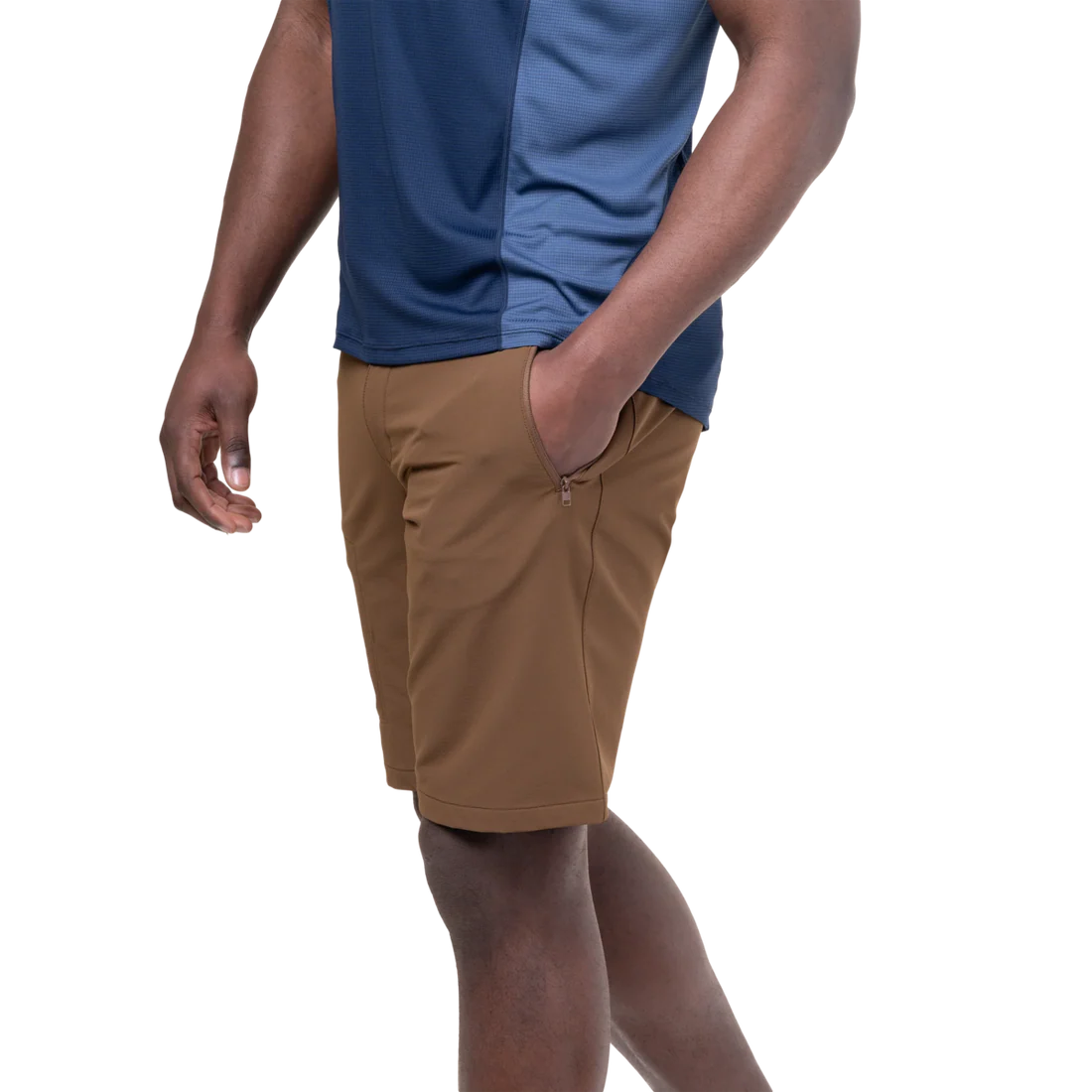 Mountain Equipment Ibex Mountain Men's Short in Desert Palm - left side view showing thigh pocket