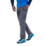 Thigh vent detail on Mountain Equipment Ibex Pro Men's Pant in Anvil Grey for temperature regulation