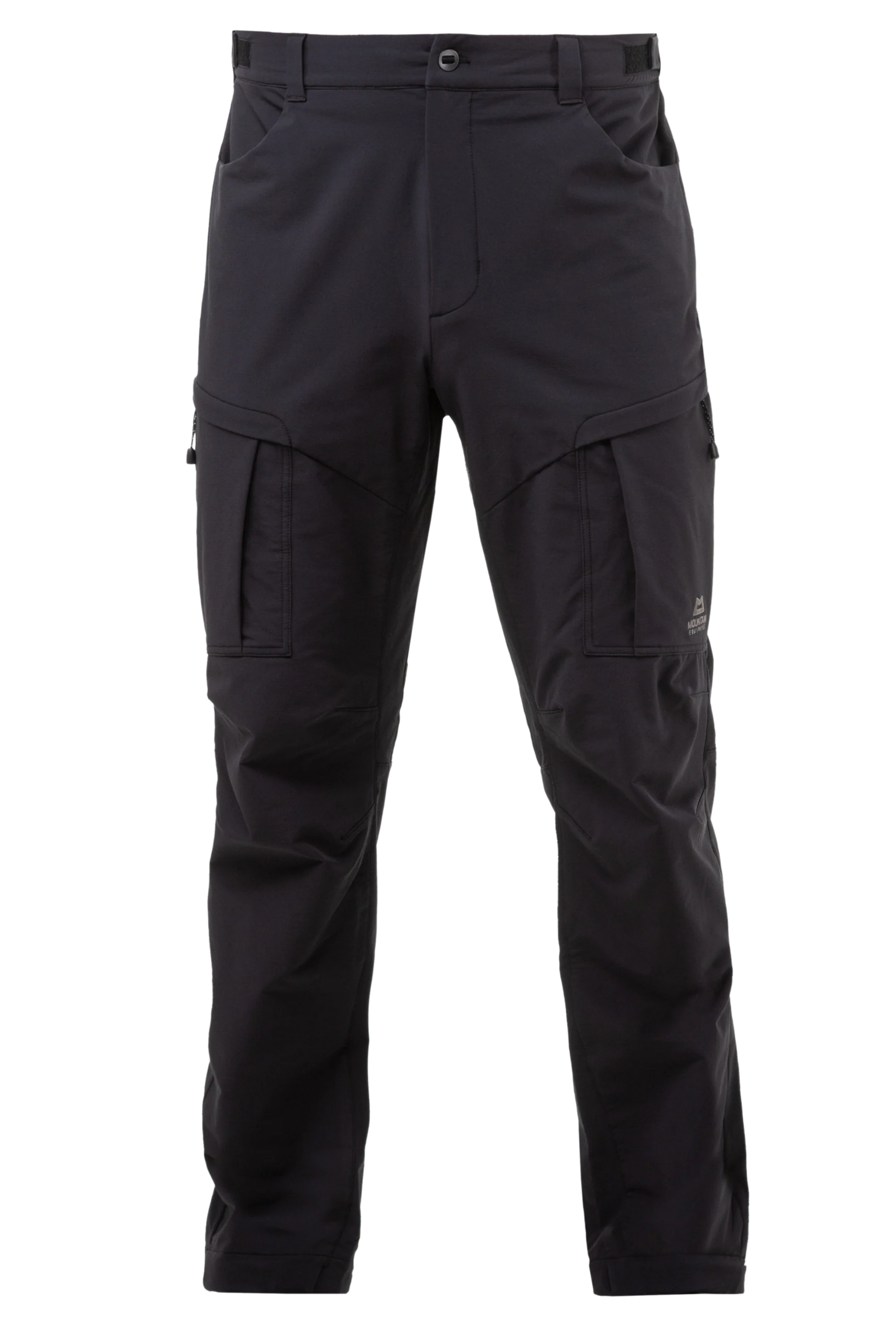 Mountain Equipment Ibex Pro Men's Pant in Black - front view showing adjustable waistband and multiple zip pockets