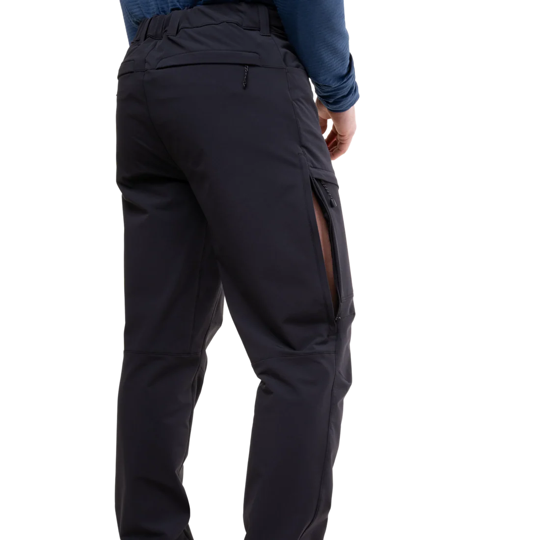 Zipped hand pocket detail on Mountain Equipment Ibex Pro Men's Pant in Black
