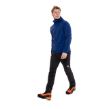 YKK centre front zip detail on Mountain Equipment Jorasses Hooded Men's Jacket in Admiral Blue