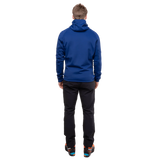 Mountain Equipment Jorasses Hooded Men's Jacket in Admiral Blue - hood up showing self-fabric hood construction