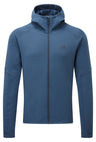 Mountain Equipment Jorasses Hooded Men's Jacket in Dusk - front view showing 263 g/m² Powerfleece fabric and regular fit
