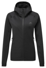 Mountain Equipment Jorasses Hooded Women's Jacket in Black - front view showing 263 g/m² Powerfleece fabric and regular fit