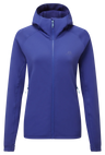 Mountain Equipment Jorasses Hooded Women's Jacket in Clematis - front view showing 263 g/m² Powerfleece fabric and regular fit