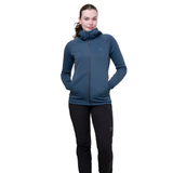 263 g/m² stretch Powerfleece brushed back fabric detail on Mountain Equipment Jorasses Hooded Women's Jacket in Cosmos