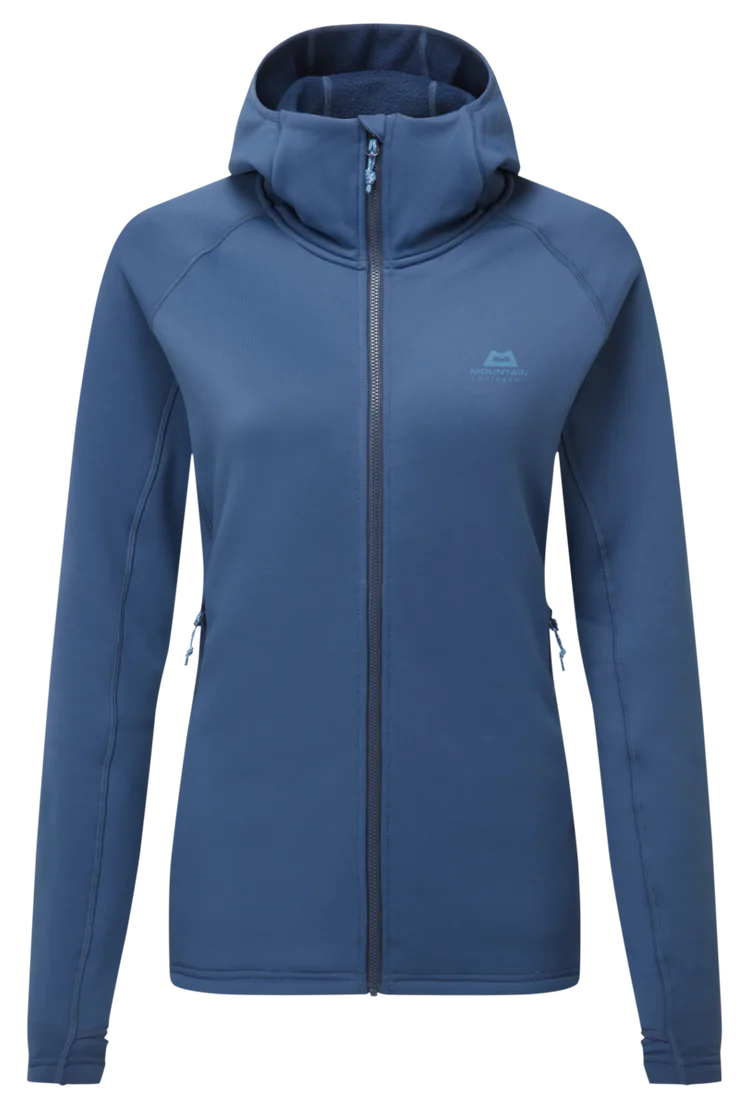 Mountain Equipment Jorasses Hooded Women's Jacket in Cosmos - front view showing 263 g/m² Powerfleece fabric and regular fit