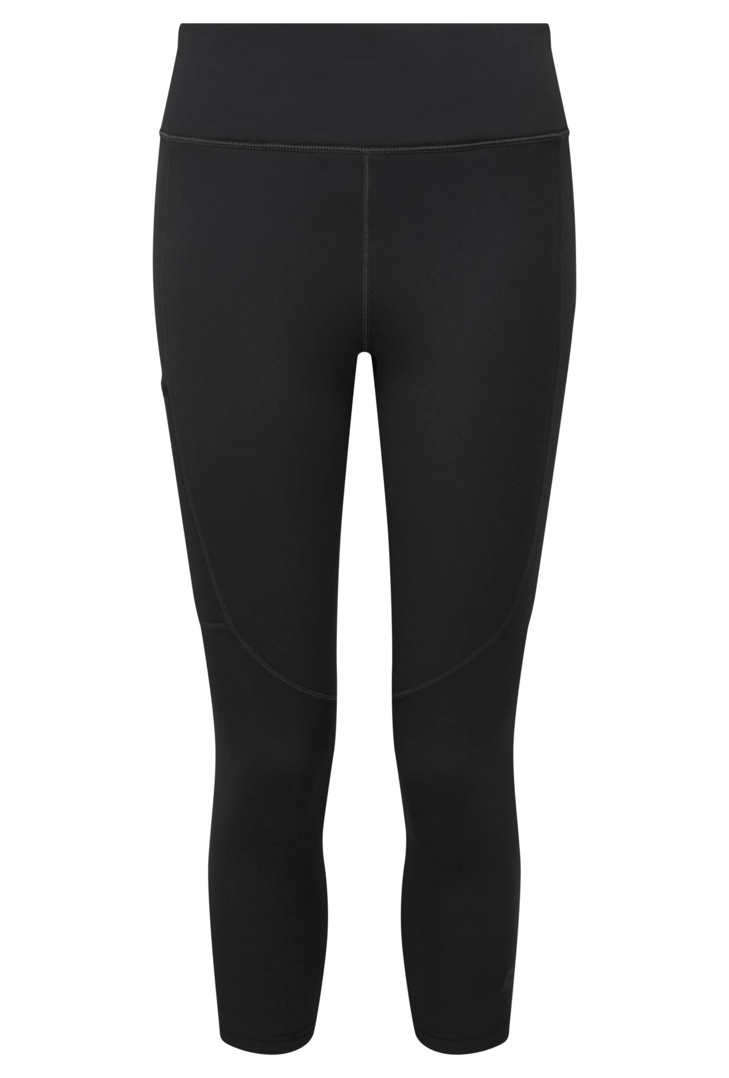 Mountain Equipment Jorasses Lite Women's 3/4 Tight in Black - front view showing 246 g/m² Powerfleece fabric and next-to-skin fit