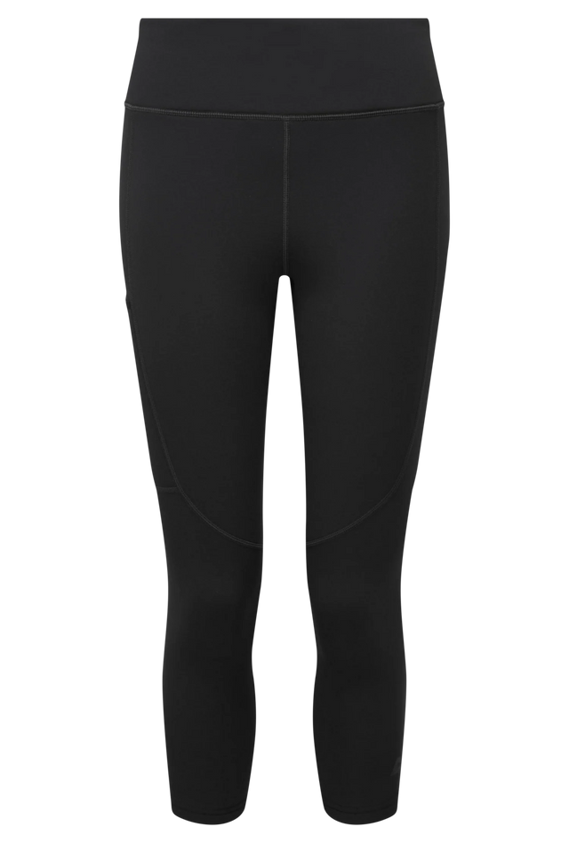 Mountain Equipment Jorasses Lite Women's 3/4 Tight in Black - front view showing 246 g/m² Powerfleece fabric and next-to-skin fit