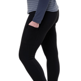Elastane-bound drop pocket detail on thigh of Mountain Equipment Jorasses Lite Women's Tight in Black