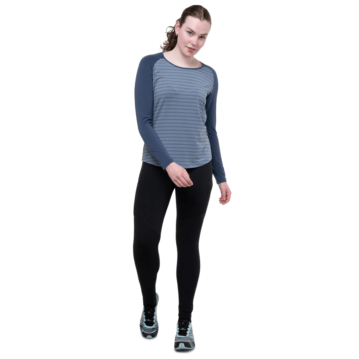 Mountain Equipment Jorasses Lite Women's Tight in Black - lifestyle view showing versatile fleece tight for hiking and winter running