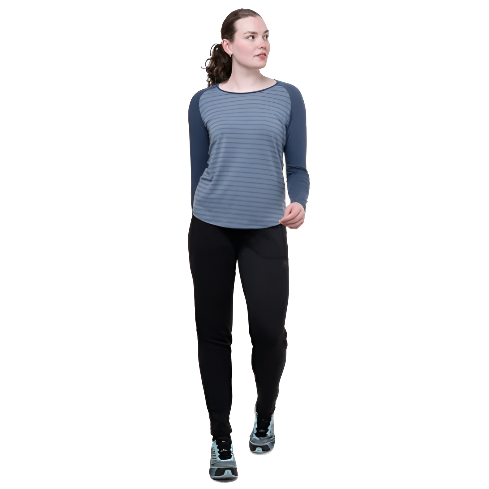 Mountain Equipment Jorasses Women's Pant in Black - side view showing regular fit and wide stretch waistband