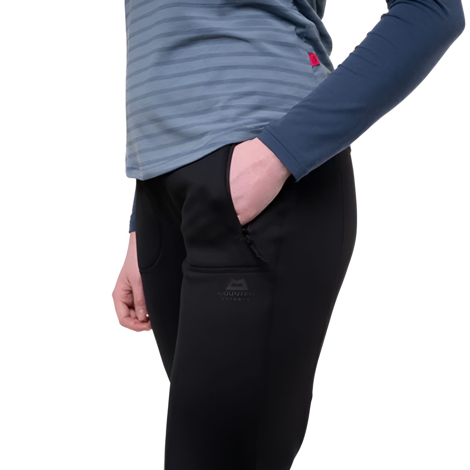 Wide stretch waistband with drawcord adjustment detail on Mountain Equipment Jorasses Women's Pant in Black