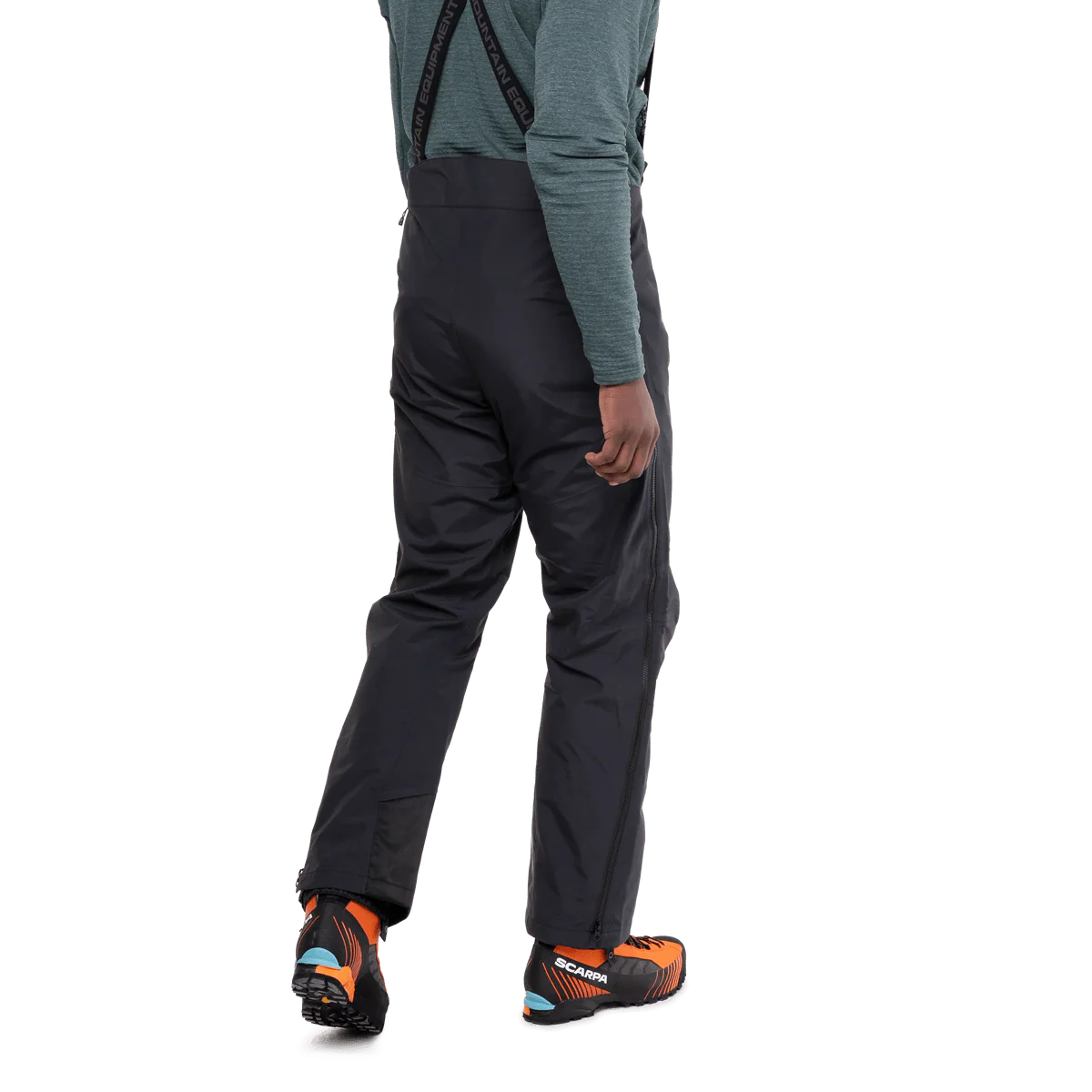 Fully adjustable braces with drop seat on Mountain Equipment Karakoram Mountain Men's Pant in Black