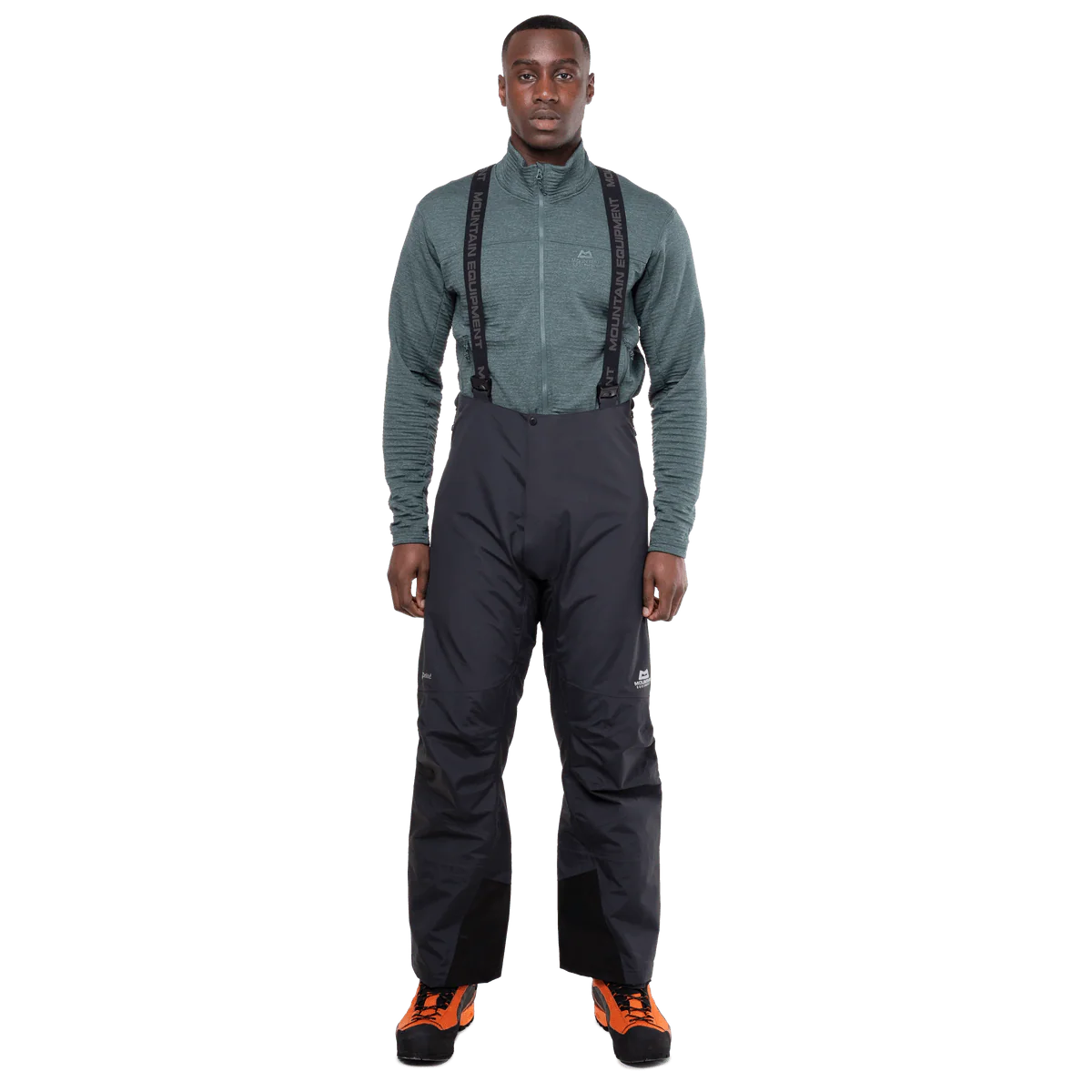 Fixed internal gaiter on Mountain Equipment Karakoram Mountain Men's Pant in Black to keep out snow and debris