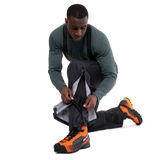 Full-length two-way YKK moulded side zip with inner storm flap on Mountain Equipment Karakoram Mountain Men's Pant in Black