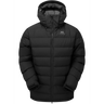 Mountain Equipment Lightline Eco Men's Jacket in Black - front view showing Drilite Loft 50D outer and zip-off Mountain Insulated Hood