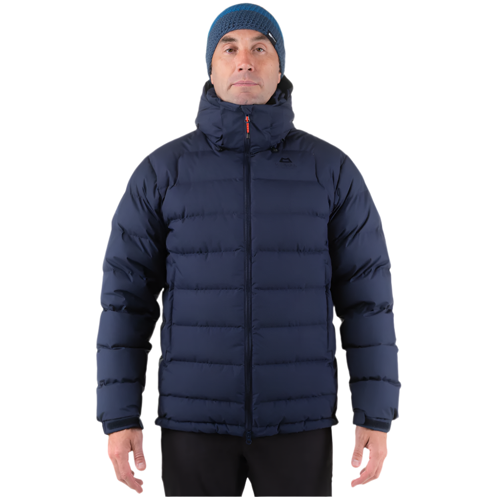 Mountain Equipment Lightline Eco Men's Jacket in Cosmos - front view showing Drilite Loft 50D outer and zip-off Mountain Insulated Hood