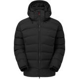 Mountain Equipment Lightline Eco Women's Jacket in Black - front view showing Drilite Loft 50D outer and zip-off Mountain Insulated Hood