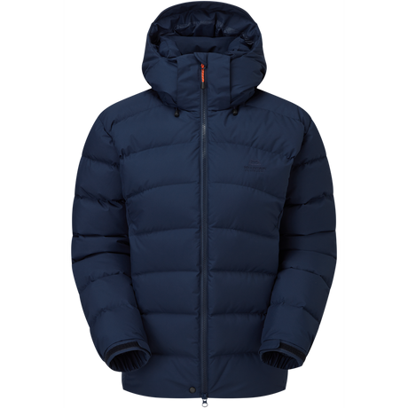 Mountain Equipment Lightline Eco Women's Jacket in Cosmos - back view showing stitch-through baffle construction and 100% recycled down insulation