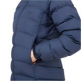 2-way YKK moulded centre front zip with insulated baffle detail on Mountain Equipment Lightline Eco Women's Jacket in Cosmos