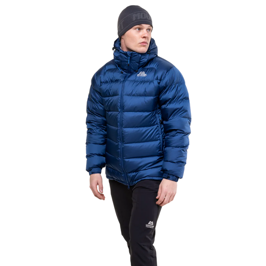 Mountain Equipment Lightline Men's Jacket in Admiral Blue - back view showing stitch-through baffle construction and Mountain fit