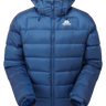 Mountain Equipment Lightline Men's Jacket in Admiral Blue - front view showing Drilite Loft outer and zip-off Mountain Insulated Hood