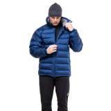 2-way YKK moulded centre front zip detail on Mountain Equipment Lightline Men's Jacket in Admiral Blue