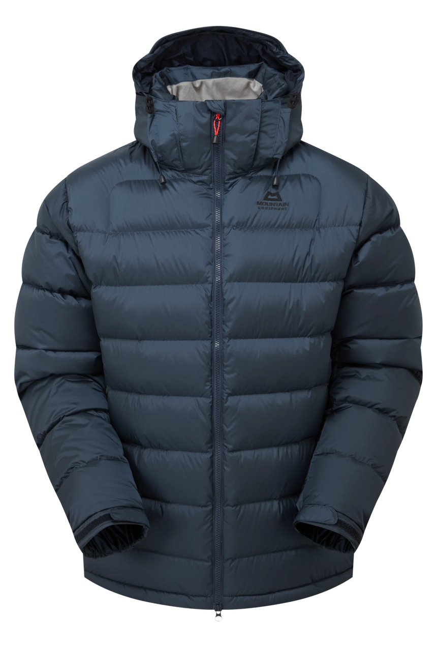 Mountain Equipment Lightline Men's Jacket in Blue Nights/Cosmos - front view showing stitch-through baffle construction and Mountain fit