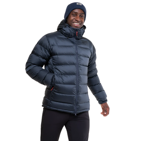 Mountain Equipment Lightline Men's Jacket in Blue Nights/Cosmos - front view showing Drilite Loft outer and zip-off Mountain Insulated Hood