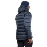 Zipped hand warmer pocket detail on Mountain Equipment Lightline Men's Jacket in Blue Nights/Cosmos