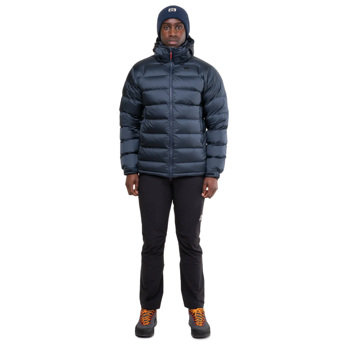 2-way YKK moulded centre front zip detail on Mountain Equipment Lightline Men's Jacket in Blue Nights/Cosmos