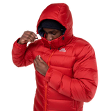 Mountain Equipment Lightline Men's Jacket in Chili Red - back view showing stitch-through baffle construction and Mountain fit