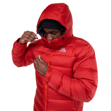 Mountain Equipment Lightline Men's Jacket in Chili Red - back view showing stitch-through baffle construction and Mountain fit