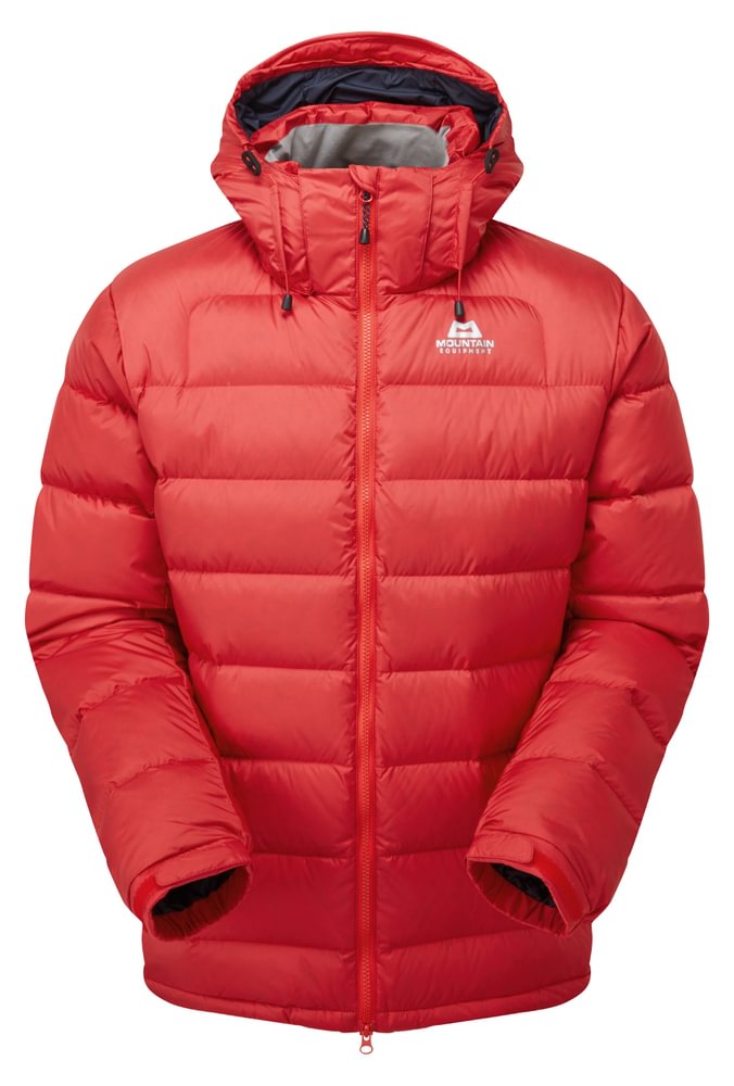 Mountain Equipment Lightline Men's Jacket in Chili Red - front view showing Drilite Loft outer and zip-off Mountain Insulated Hood
