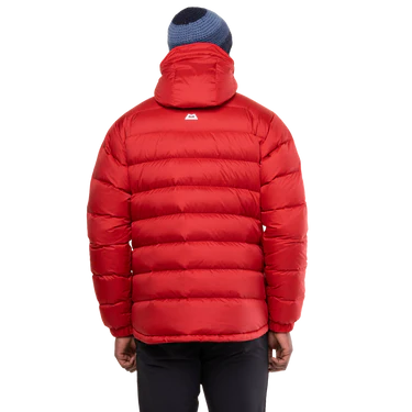 Zip-off Mountain Insulated Hood detail on Mountain Equipment Lightline Men's Jacket in Chili Red