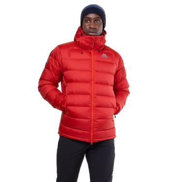 Mountain Equipment Lightline Men's Jacket in Chili Red - side view showing dual tether hem drawcords and adjustable elasticated cuffs
