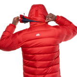2-way YKK moulded centre front zip detail on Mountain Equipment Lightline Men's Jacket in Chili Red