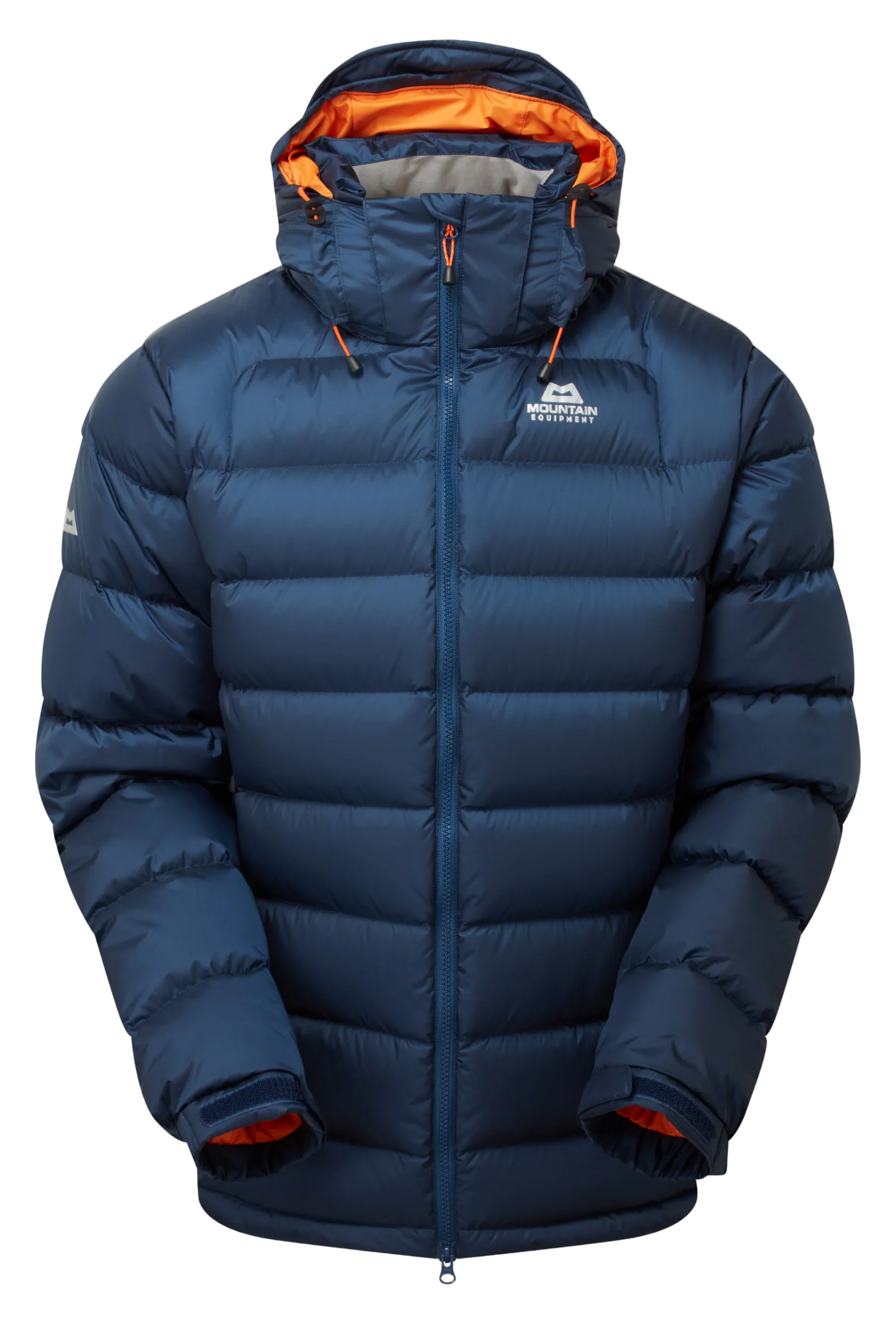 Mountain Equipment Lightline Men's Jacket in Navy - front view showing Drilite Loft outer and zip-off Mountain Insulated Hood