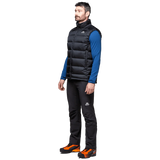 Mountain Equipment Lightline Men's Vest in Black - side view showing 700 fill power down insulation and low bulk active fit